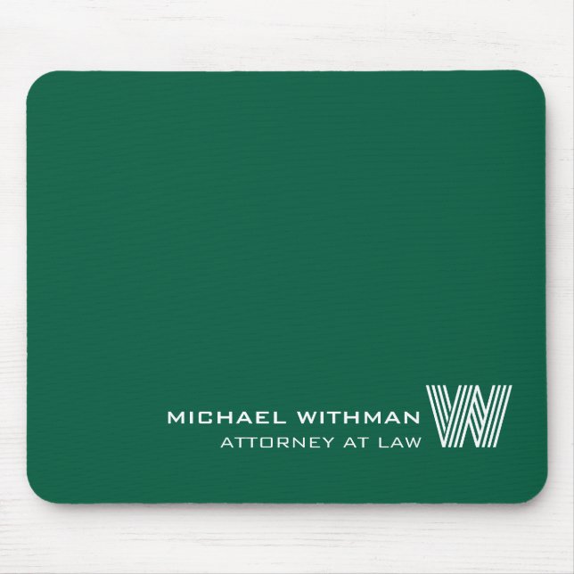Custom GREEN Monogram, Name & Profession  Mousepad (Vorne)