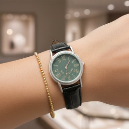 Custom Green Mr & Mrs Wedding Watch for Couples Armbanduhr