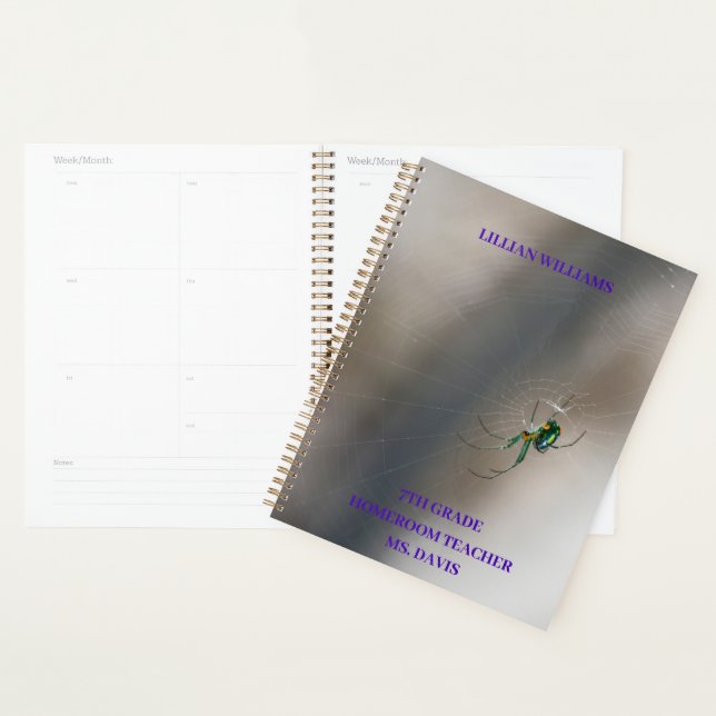 Custom Green Orb Weaver Spider School Planer (Anzeige)