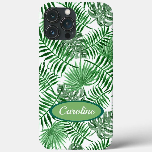 Custom Green Palm Blätter Tropical Summer Pattern Case-Mate iPhone Hülle (Rückseite)