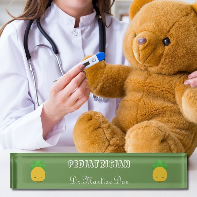 Custom Green Pineapper Pädiatrician Desk Namplate Namensplakette (Von Creator hochgeladen)