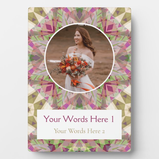 Custom Green Pink Lila Star Wedding Anniversary Fotoplatte (Vorderseite)