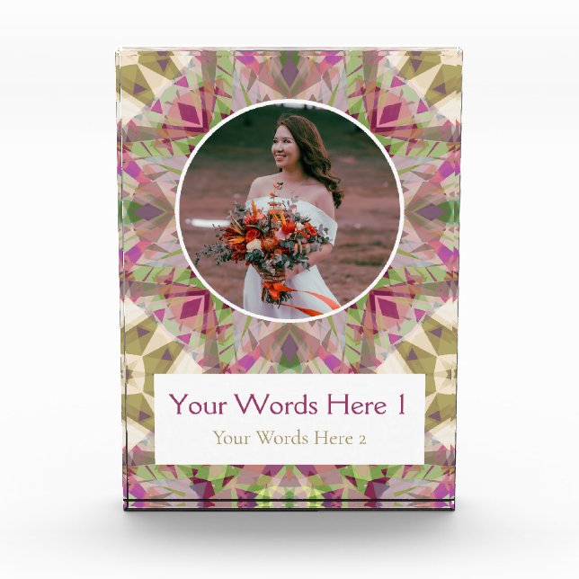 Custom Green Pink Lila Star Wedding neu verheirate Fotoblock (Vorderseite)