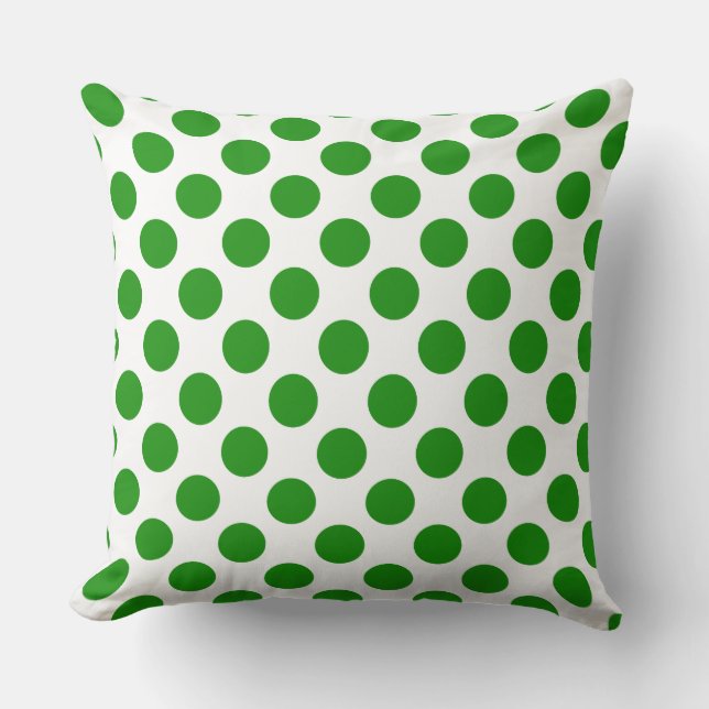 Custom Green Polka Dot Throw Kissen (Vorderseite)