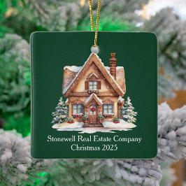 Custom Green Real Anwesen Business Weihnachten Keramikornament