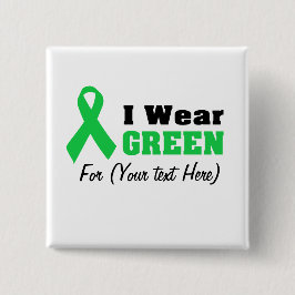 Custom Green Ribbon Awareness Button