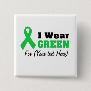 Custom Green Ribbon Awareness Button