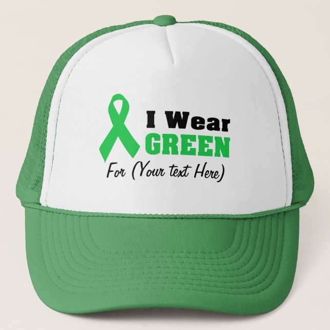 Custom Green Ribbon Awareness Truckerkappe (Vorderseite)