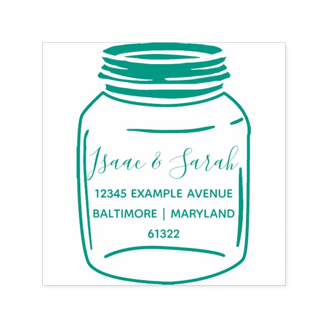 Custom Green Rustic Mason Jar Rücksendeadresse Permastempel (Design)