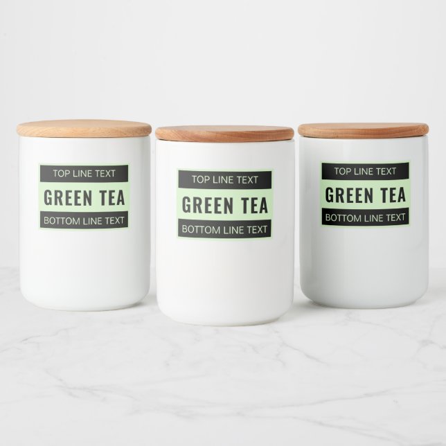 Custom Green Tea Container Label for Kitchen Stora Lebensmitteletikett (Flaschen)