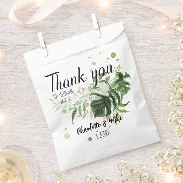 Custom Green Tropical Wedding Vielen Dank für Ihr  Geschenktütchen (Ausgeschnitten)