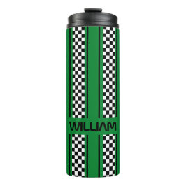 Custom Green und Black Race Sport Strip Thermosbecher