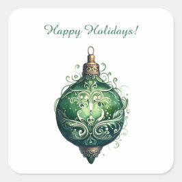 Custom Green und White Weihnachtsfeiertag Quadratischer Aufkleber