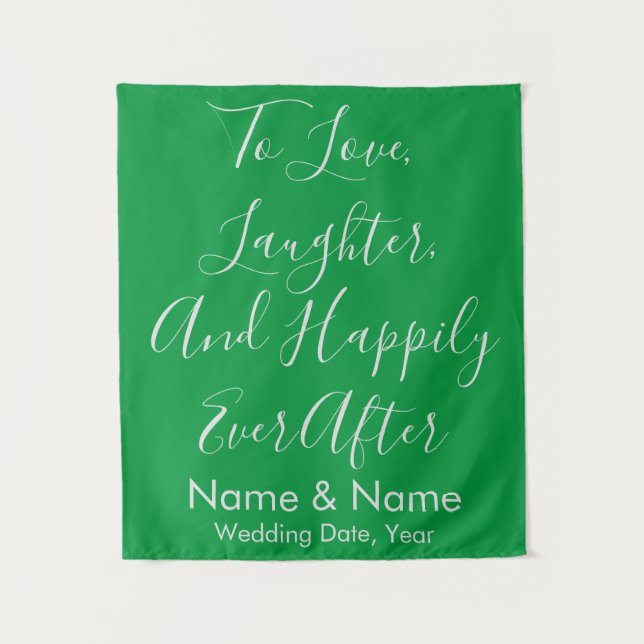 Custom Green Wedding Background for Empfang Ideas Wandteppich (Vorderseite)