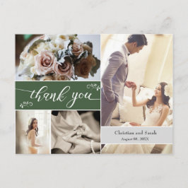 Custom Green Wedding Danke Postcard Postkarte