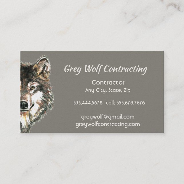 Custom Grey Wolf Contractor  Visitenkarte (Vorderseite)