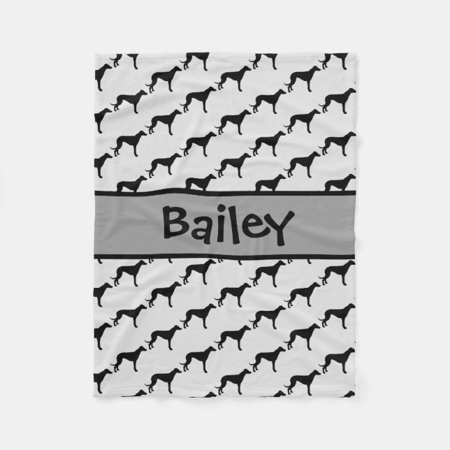 Custom Greyhound Hund Silhouette Fleecedecke (Vorderseite)