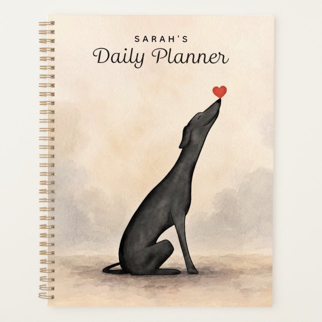 Custom Greyhound Planner, Greyhound gift Planer (Vorderseite)