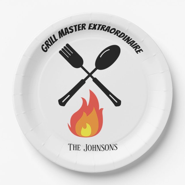 Custom Grill Master Extraordinaire lustige Geschen Pappteller (Vorderseite)