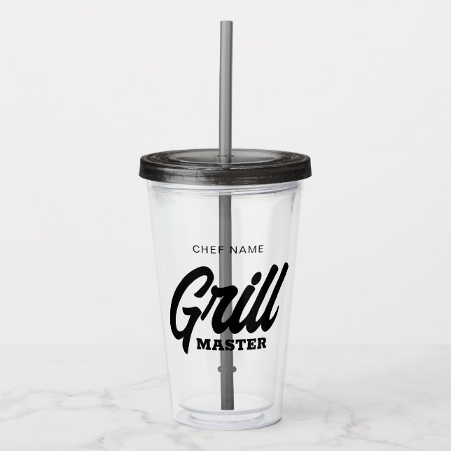 Custom Grill Master Tumbler Cup für GRILLEN Koch Acryltrinkbecher (Vorderseite)