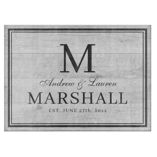 Custom GRILLEN White Wood Names Wedding Gift Schneidebrett (Vorderseite)