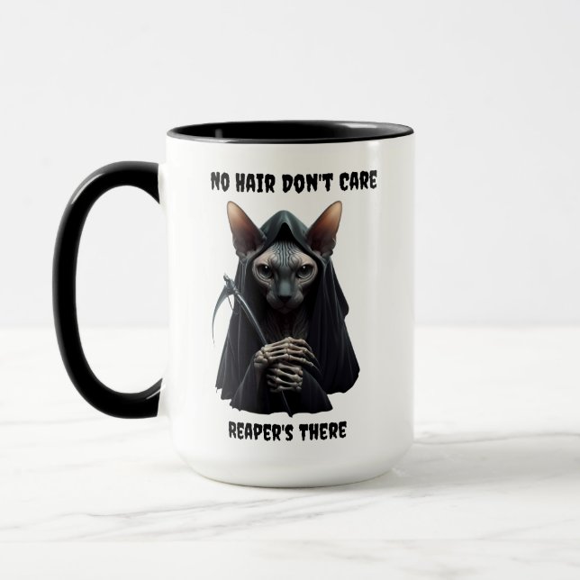 Custom Grim Reaper Sphynx Cat No Hair Don't Care  Tasse (Links)