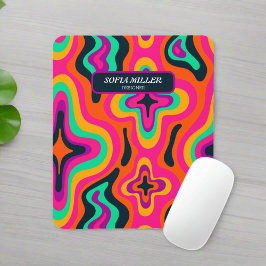 Custom Groovy farbenfrohe Retro Rainbow Boho Abstr Mousepad