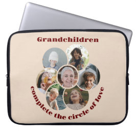 Custom Großmutter/Kinder 7 Circle Foto Collage Laptopschutzhülle