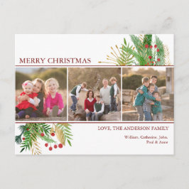 Custom Gruß 3 Foto Frohe Weihnachtsfeiertag Feiertagspostkarte