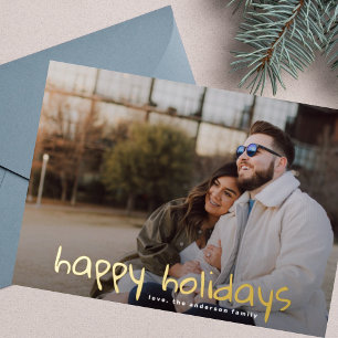 Custom Gruß Gold Family Foto Happy Folien Feiertagskarte