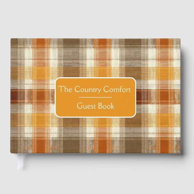 Custom Guest Book Gingham Style Vacation Rentals Gästebuch (Vorderseite)