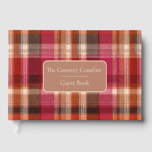 Custom Guest Book Gingham Style Vacation Rentals Gästebuch (Vorderseite)