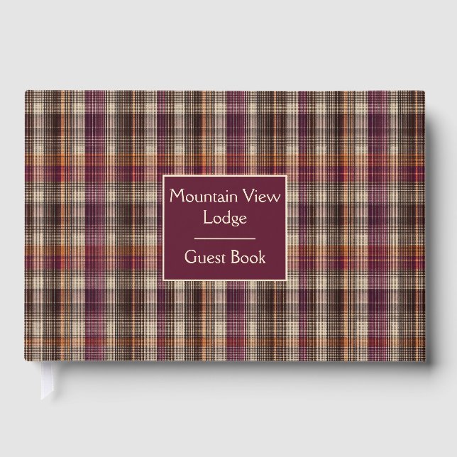 Custom Guest Book Gingham Style Vacation Rentals Gästebuch (Vorderseite)