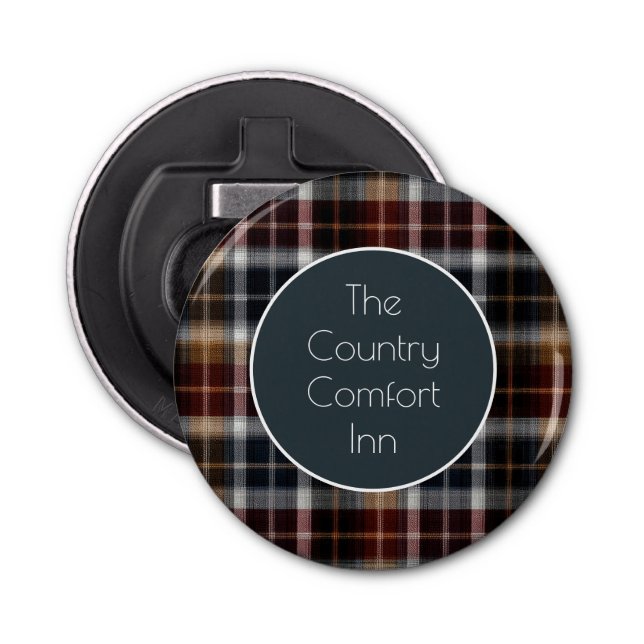 Custom Guest Coaster Gingham Vacation Rentals Flaschenöffner (Vorderseite)