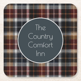 Custom Guest Coaster Gingham Vacation Rentals Rechteckiger Pappuntersetzer