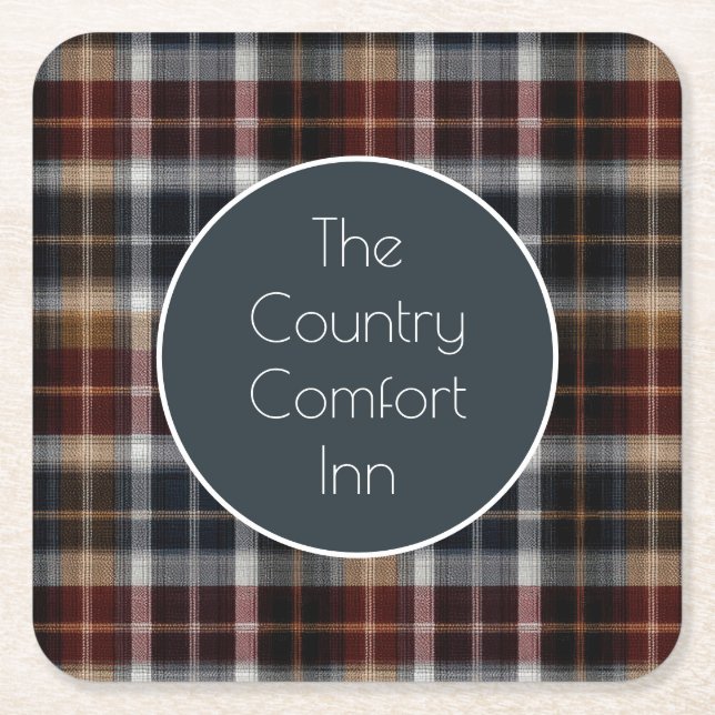 Custom Guest Coaster Gingham Vacation Rentals Rechteckiger Pappuntersetzer (Vorderseite)