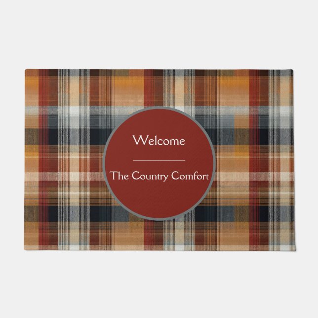 Custom Guest Door Mat Gingham Vacation Rentals Fußmatte (Vorderseite)