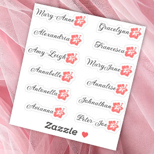 Custom Guest List 12 Names Calligraphy Hawaii Nied Aufkleber