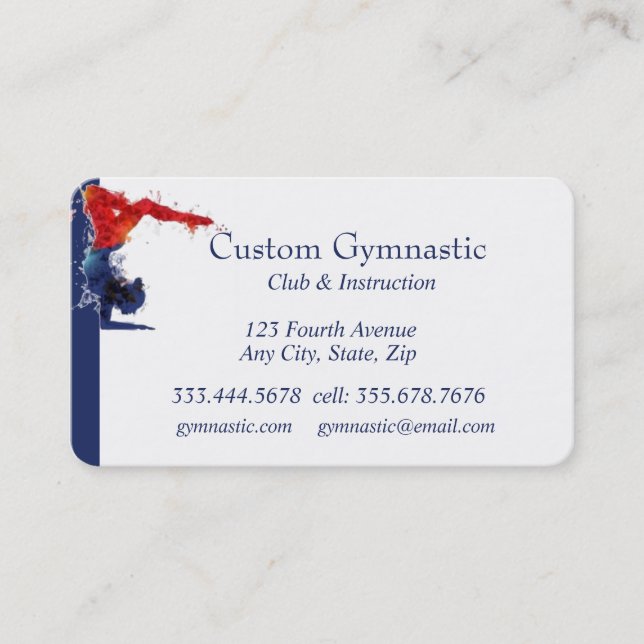 Custom Gymnastic Club Instructor Business Card Visitenkarte (Vorderseite)