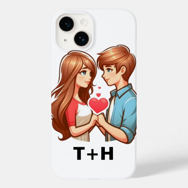 "Custom H & T Monogram in a Romantic Heart Design" Case-Mate iPhone Hülle (Rückseite)