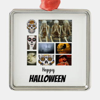 Custom Halloween 8 Foto Collage Ornament Aus Metall