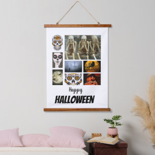 Custom Halloween 8 Foto Collage Wandteppich Mit Holzrahmen