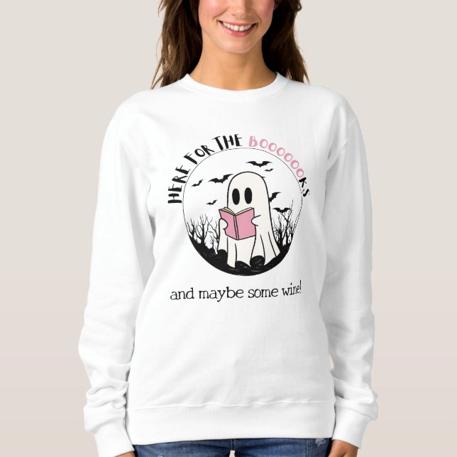 Custom Halloween Book Lover Ghost Sweatshirt (Vorderseite)