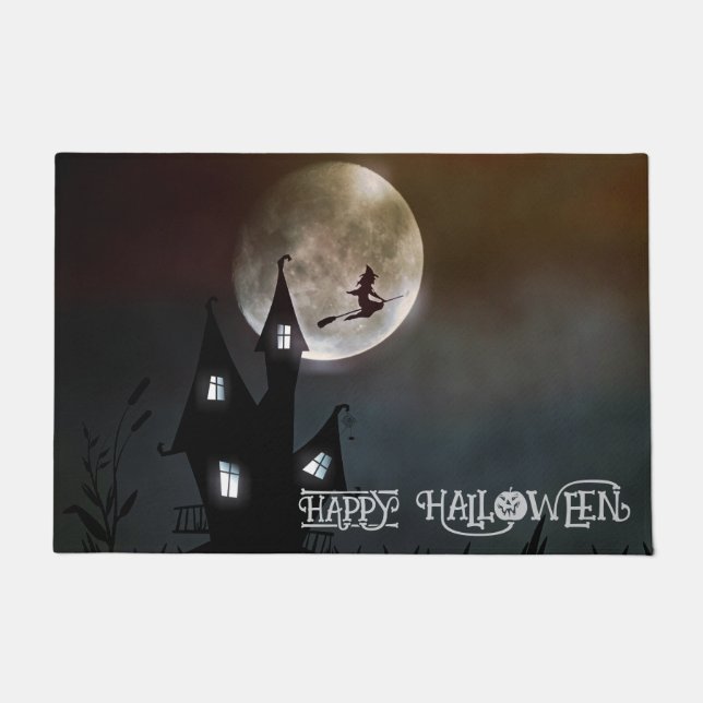 Custom Halloween Niedlich Spooky Whimsical Black Fußmatte (Vorderseite)