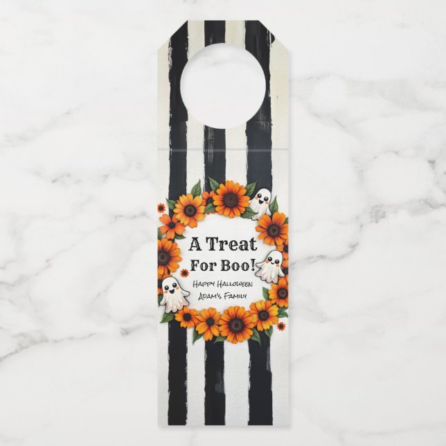 Custom Halloween-Party Fevor - "A Leckerei for Boo Flaschenanhänger (Vorderseite)