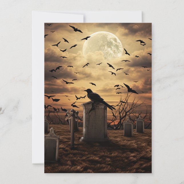 Custom Halloween-Party Gothic Raven Graveyard Einladung (Vorderseite)