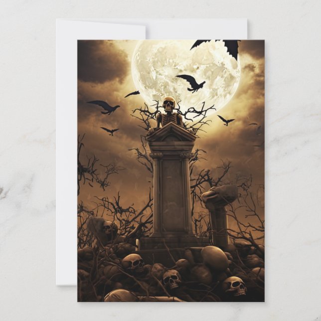 Custom Halloween-Party Gothic Skelett Friedhof Einladung (Vorderseite)