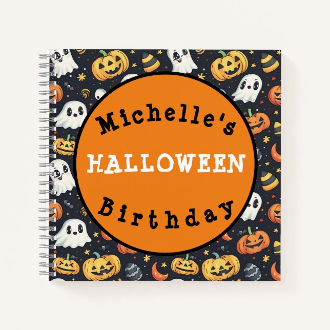 Custom Halloween-Party Pumpkin & Ghost Notebook Notizbuch (Vorderseite)