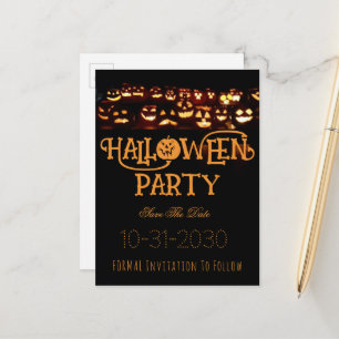 Custom Halloween-Party Save the Date Pumpkin Ankündigungspostkarte