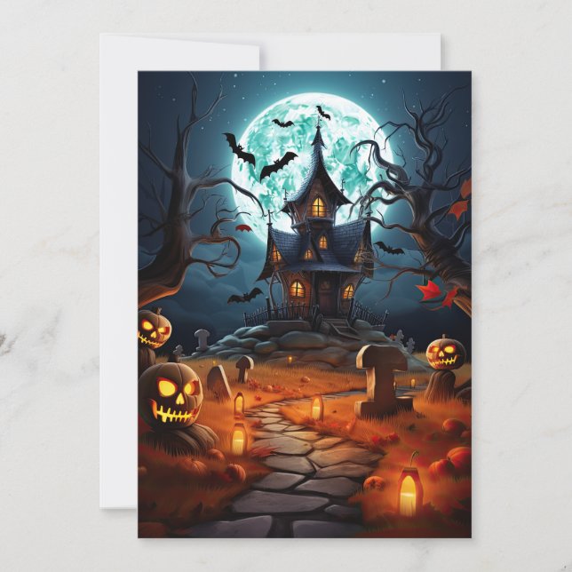 Custom Halloween-Party Spooky Spuk House Einladung (Vorderseite)